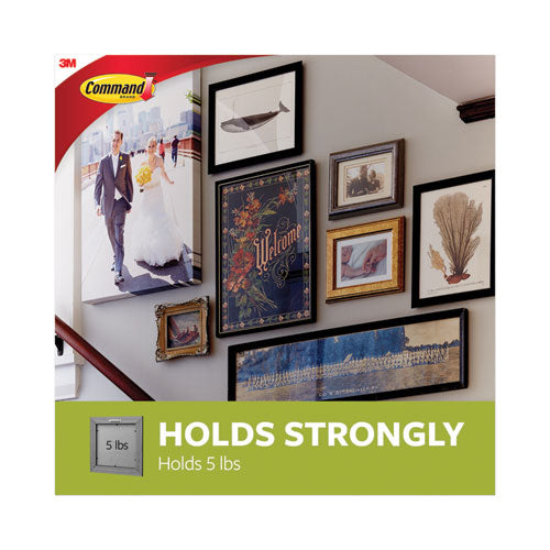 Image of Command 17047 Universal Picture Hanger, Large, Silver, 5 Lb Capacity, 1 Hanger And 4 Strips