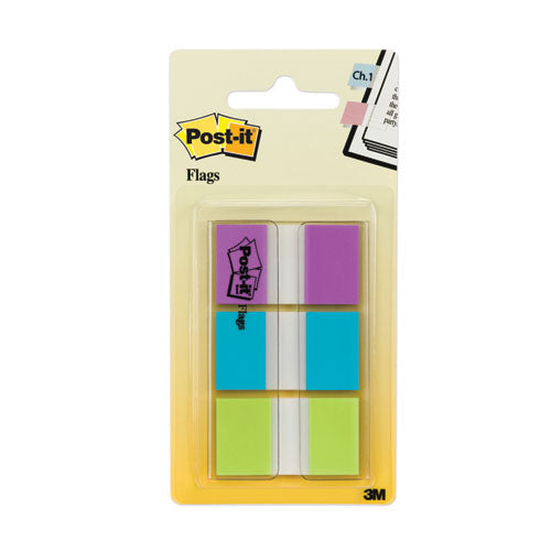 Image of Post-it® Flags 680-PBG 0.94" Wide Flags With Dispenser, Bright Blue, Bright Green, Purple, 60 Flags