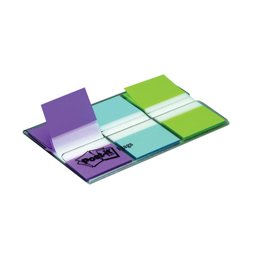 Image of Post-it® Flags 680-PBG 0.94" Wide Flags With Dispenser, Bright Blue, Bright Green, Purple, 60 Flags