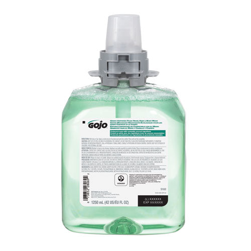Image of GOJO® 5163-04 Green Certified Foam Hair and Body Wash Refill, Cucumber Melon Scent, 1,250 mL, 4/Carton