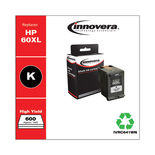 Image of Innovera® IVRC641WN Remanufactured Black High-Yield Ink, Replacement for 60XL (CC641WN), 600 Page-Yield
