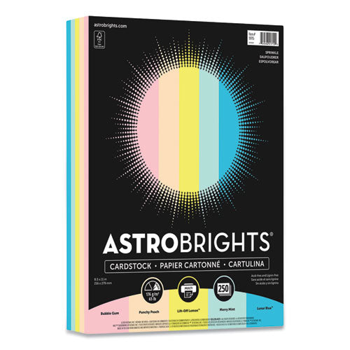 Image of Astrobrights® 91715-01 Color Cardstock, 65 lb Cover Weight, 8.5 x 11, Assorted Colors, 250/Pack