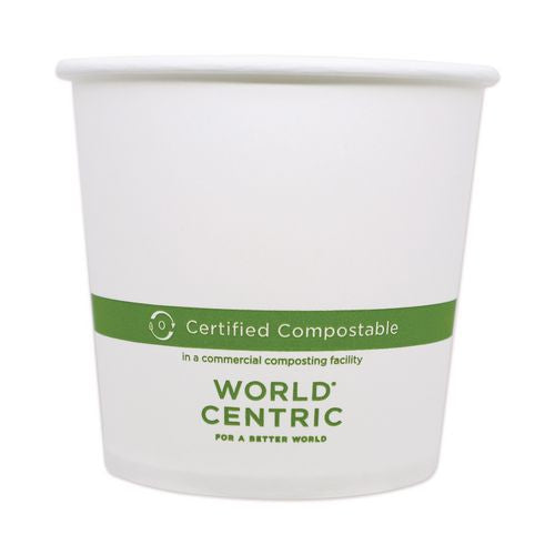 Image of World Centric® BOPA24 Paper Bowls, 24 oz, 4.4" Diameter x 4.4" h, White, 500/Carton