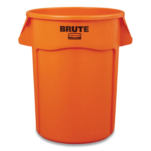 Image of Rubbermaid® Commercial 2119307 Brute Round Container, 44 gal, Plastic, Orange