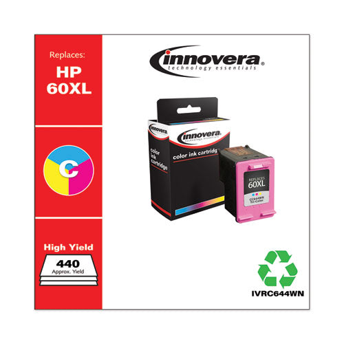 Image of Innovera® IVRC644WN Remanufactured Tri-Color High-Yield Ink, Replacement for 60XL (CC644WN), 440 Page-Yield