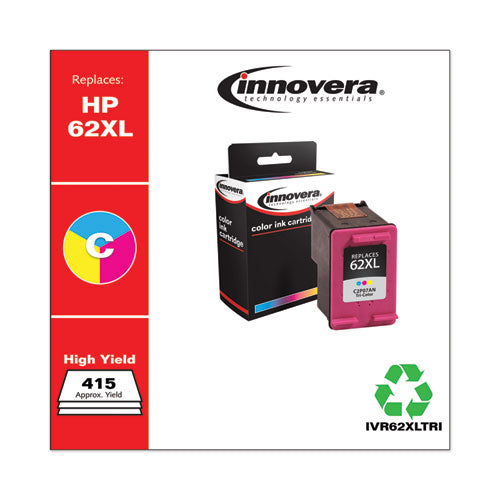 Image of Innovera® IVR62XLTRI Remanufactured Tri-Color High-Yield Ink, Replacement for 62XL (C2P07AN), 415 Page-Yield