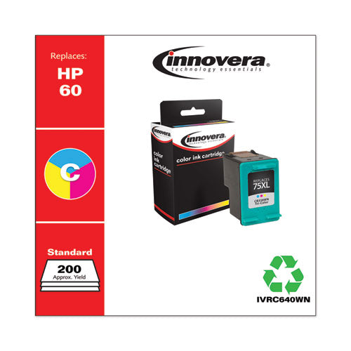Image of Innovera® IVRC640WN Remanufactured Black Ink, Replacement for 60 (CC640WN), 200 Page-Yield