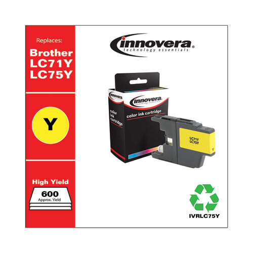 Image of InnoveraÂ® Remanufactured Yellow High-Yield Ink, Replacement for LC75Y, 600 Page-Yield