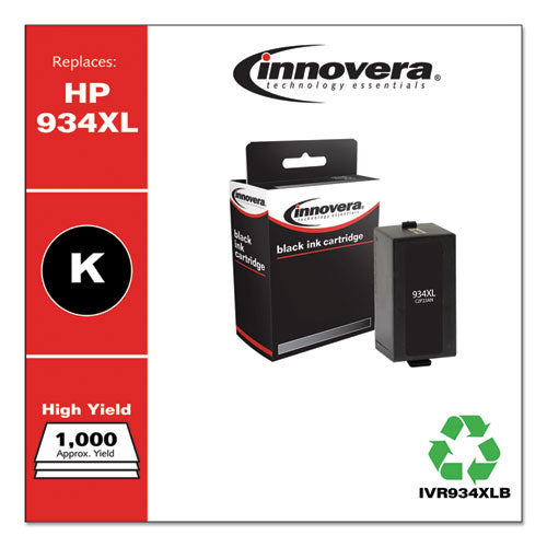 Image of Innovera® IVR934XLB Remanufactured Black High-Yield Ink, Replacement for 934XL (C2P23AN), 1,000 Page-Yield
