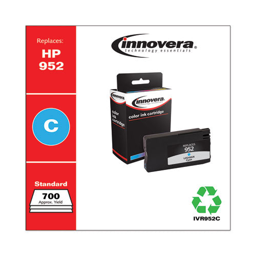 Image of Innovera® IVR952C Remanufactured Cyan Ink, Replacement for 952 (L0S49AN), 700 Page-Yield