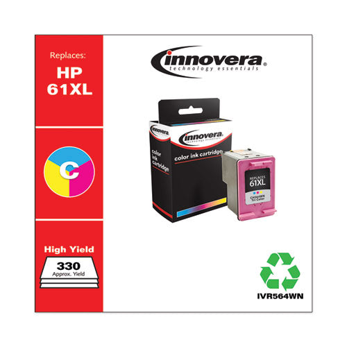Image of InnoveraÂ® Remanufactured Tri-Color High-Yield Ink, Replacement for 61XL (CH564WN), 330 Page-Yield