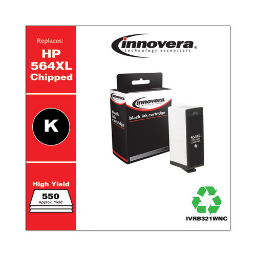 Image of Innovera® IVRB321WN Remanufactured Black High-Yield Ink, Replacement for 564XL (CB321WN), 550 Page-Yield