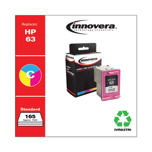 Image of Innovera® IVR63TRI Remanufactured Tri-Color Ink, Replacement for 63 (F6U61AN), 165 Page-Yield
