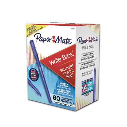 Image of Paper Mate® 4621501C Write Bros. Ballpoint Pen Value Pack, Stick, Medium 1 Mm, Blue Ink, Blue Barrel, 60/pack