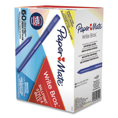 Image of Paper Mate® 4621501C Write Bros. Ballpoint Pen Value Pack, Stick, Medium 1 Mm, Blue Ink, Blue Barrel, 60/pack
