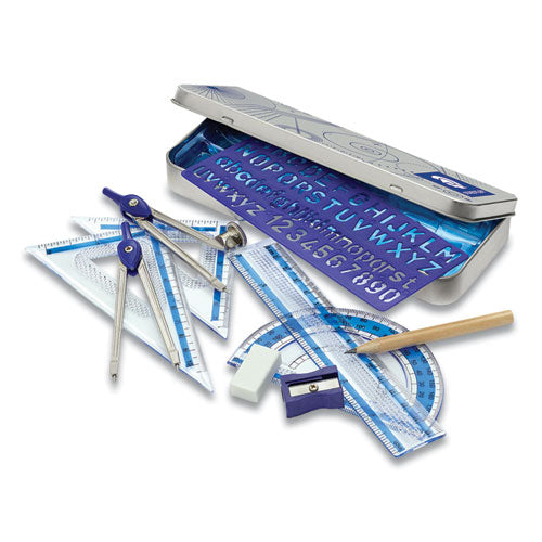 Image of Staedtler® 557 10 BN 03 XCELLENCE MATHEMATICAL INSTRUMENT SET, PLASTIC, CLEAR/BLUE