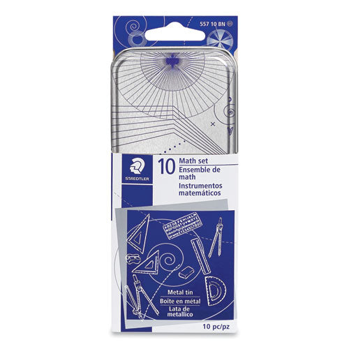 Image of Staedtler® 557 10 BN 03 XCELLENCE MATHEMATICAL INSTRUMENT SET, PLASTIC, CLEAR/BLUE