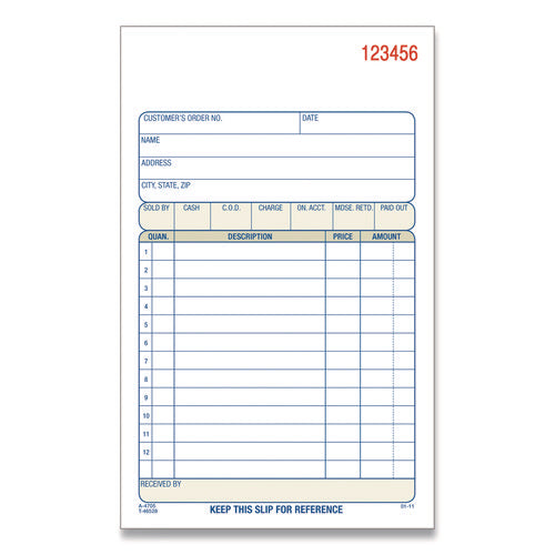 Image of Adams® DC4705-10 Multipart Sales Order Pad, 12 Lines, Two-Part Carbonless, 4.19 x 6.69, 50 Forms/Pad, 10 Pads/Box