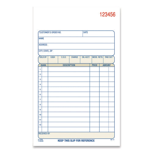 Image of AdamsÂ® Multipart Sales Order Pad, Three-Part Carbonless, 4.19 x 6.69, 50 Forms/Pad, 10 Pads/Carton
