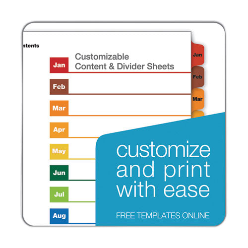 Image of Cardinal® 60318CB OneStep Printable Table of Contents and Dividers, 12-Tab, Jan. to Dec., 11 x 8.5, White, Assorted Tabs, 1 Set