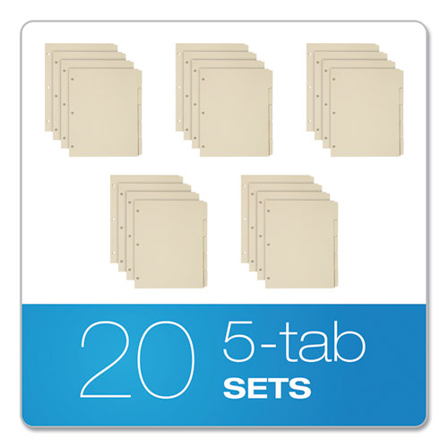 Image of Oxford 13V Write-On Tab Dividers, 5-Tab, 11 X 8.5, Manila, 20 Sets