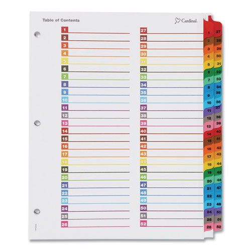Image of Cardinal® 60990 Onestep Printable Table Of Contents And Dividers - Double Column, 52-Tab, 1 To 52, 11 X 8.5, White, 1 Set