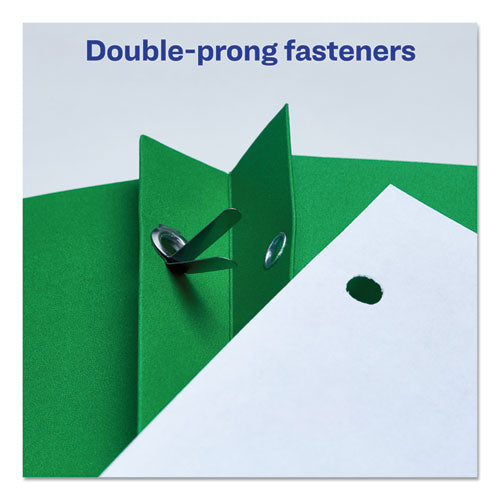 Image of Avery® 47977 Two-Pocket Folder with Prong Fasteners, Accommodates (70) 11 x 8.5 Sheets, Green, 25/Box