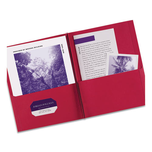 Image of Avery® 47979 Two-Pocket Folder with Prong Fasteners, Accommodates (70) 11 x 8.5 Sheets, Red, 25/Box