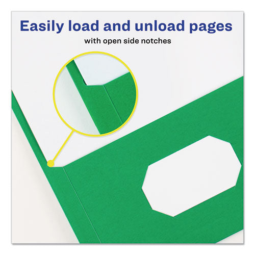 Image of Avery® 47977 Two-Pocket Folder with Prong Fasteners, Accommodates (70) 11 x 8.5 Sheets, Green, 25/Box