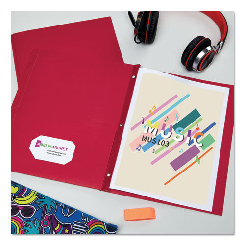 Image of Avery® 47979 Two-Pocket Folder with Prong Fasteners, Accommodates (70) 11 x 8.5 Sheets, Red, 25/Box