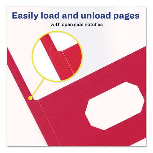 Image of Avery® 47979 Two-Pocket Folder with Prong Fasteners, Accommodates (70) 11 x 8.5 Sheets, Red, 25/Box