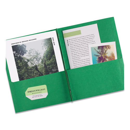 Image of Avery® 47977 Two-Pocket Folder with Prong Fasteners, Accommodates (70) 11 x 8.5 Sheets, Green, 25/Box