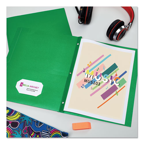 Image of Avery® 47977 Two-Pocket Folder with Prong Fasteners, Accommodates (70) 11 x 8.5 Sheets, Green, 25/Box