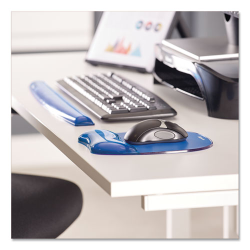 Image of Fellowes® 91141 Gel Crystals Mouse Pad with Wrist Rest, 7.87 x 9.18, Blue