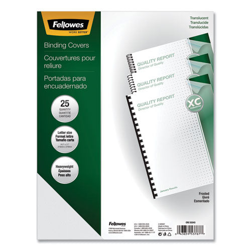 Image of Fellowes® 5224301 Futura Presentation Covers for Binding Systems, Plastic, Square Corners, 11 x 8.5, Matte Frost, 25/Pack