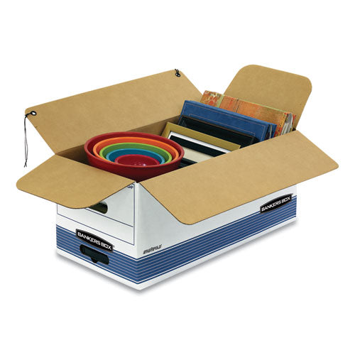 Image of Bankers Box® 0002501 Stor/file Medium-Duty Strength Storage Boxes, Letter/legal Files, 12.25" X 16" X 11", White/blue, 4/carton
