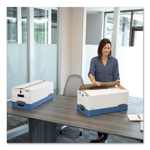 Image of Bankers Box® 0070403 Stor/file Medium-Duty Strength Storage Boxes, Letter Files, 12.25" X 24.13" X 10.75", White/blue, 4/carton