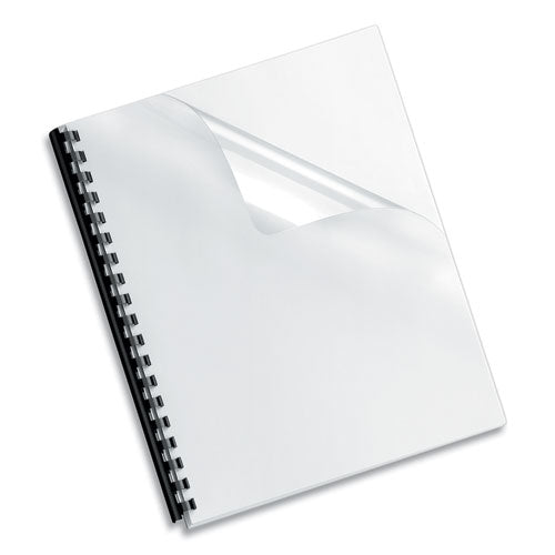 Image of Fellowes® 5293701 Crystals Presentation Covers for Binding Systems, 19-Hole Punched, Plastic, Square Corners, 11 x 8.5, Gloss Clear, 100/Pack
