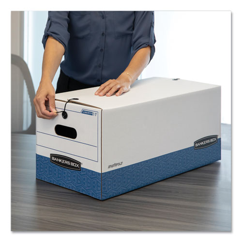 Image of Bankers Box® 0002501 Stor/file Medium-Duty Strength Storage Boxes, Letter/legal Files, 12.25" X 16" X 11", White/blue, 4/carton