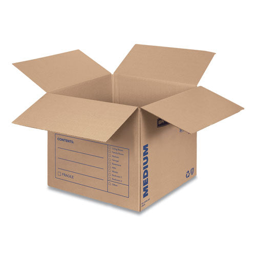 Image of Bankers Box® 7713901 SmoothMove Basic Moving Boxes, Regular Slotted Container (RSC), Medium, 18" x 18" x 16", Brown/Blue, 20/Bundle
