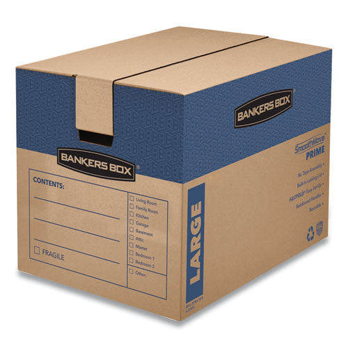 Image of Bankers Box® 0062901 SmoothMove Prime Moving/Storage Boxes, Hinged Lid, Regular Slotted Container (RSC), 18" x 24" x 18", Brown/Blue, 6/Carton