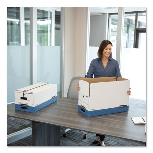 Image of Bankers Box® 00012 Liberty Heavy-Duty Strength Storage Boxes, Legal Files, 15.25" X 24.13" X 10.75", White/blue, 12/carton