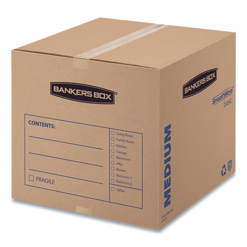 Image of Bankers Box® 7713901 SmoothMove Basic Moving Boxes, Regular Slotted Container (RSC), Medium, 18" x 18" x 16", Brown/Blue, 20/Bundle