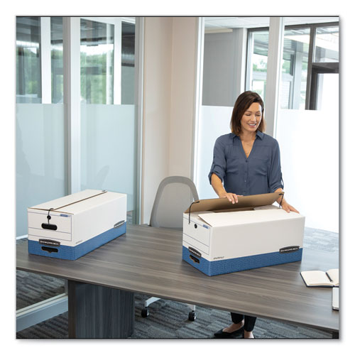 Image of Bankers Box® 00705 Stor/file Medium-Duty Strength Storage Boxes, Legal Files, 15.25" X 24.13" X 10.75", White/blue, 12/carton