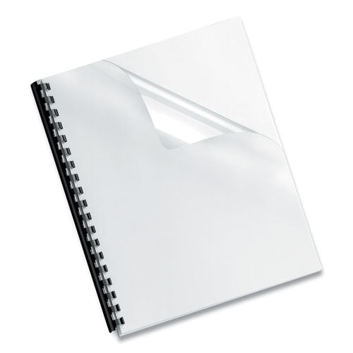 Image of Fellowes® 5204303 Crystals Transparent Presentation Covers for Binding Systems, Plastic, Square Corners, 11 x 8.5, Gloss Clear, 200/Pack