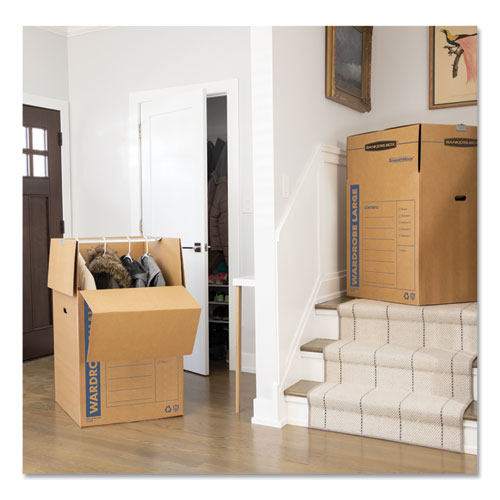 Image of Bankers Box® 7711001 SmoothMove Wardrobe Box, Regular Slotted Container (RSC), 24" x 24" x 40", Brown/Blue, 3/Carton