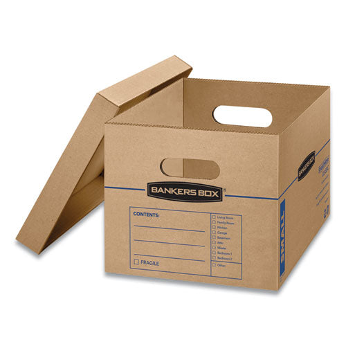 Image of Bankers Box® 7714210 SmoothMove Classic Moving/Storage Boxes, Half Slotted Container (HSC), Small, 12" x 15" x 10", Brown/Blue, 20/Carton