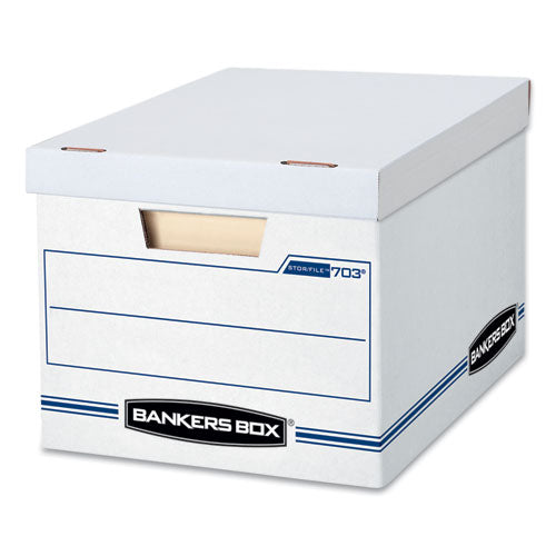 Image of Bankers Box® 0070308 Stor/file Basic-Duty Storage Boxes, Letter/legal Files, 12.5" X 16.25" X 10.5", White/blue, 4/carton