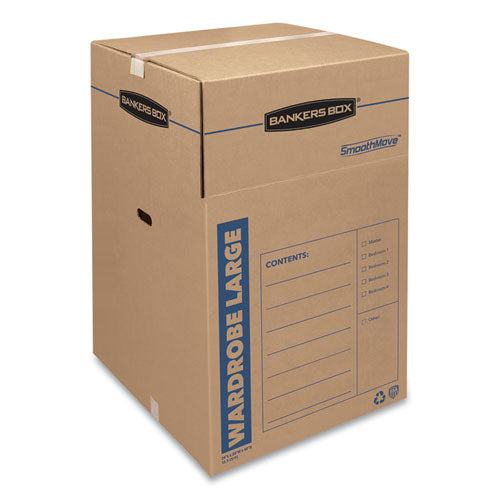 Image of Bankers Box® 7711001 SmoothMove Wardrobe Box, Regular Slotted Container (RSC), 24" x 24" x 40", Brown/Blue, 3/Carton