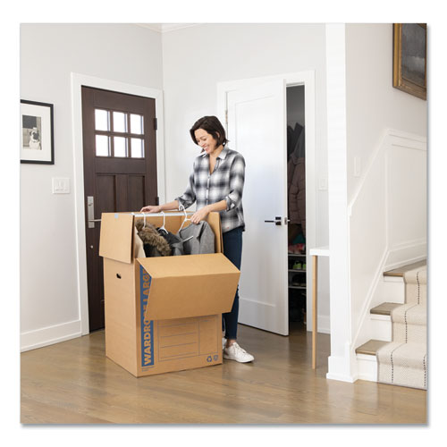 Image of Bankers Box® 7711001 SmoothMove Wardrobe Box, Regular Slotted Container (RSC), 24" x 24" x 40", Brown/Blue, 3/Carton